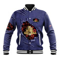 Personalised ANZAC Day Baseball Jacket Poppy Flowers Ripped Fabric Effect