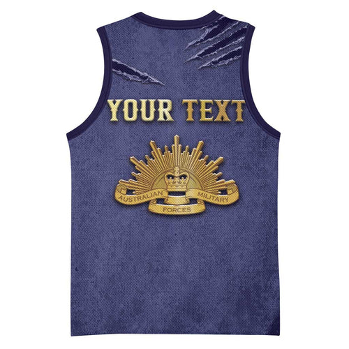 Personalised ANZAC Day Basketball Jersey Poppy Flowers Ripped Fabric Effect