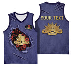 Personalised ANZAC Day Basketball Jersey Poppy Flowers Ripped Fabric Effect
