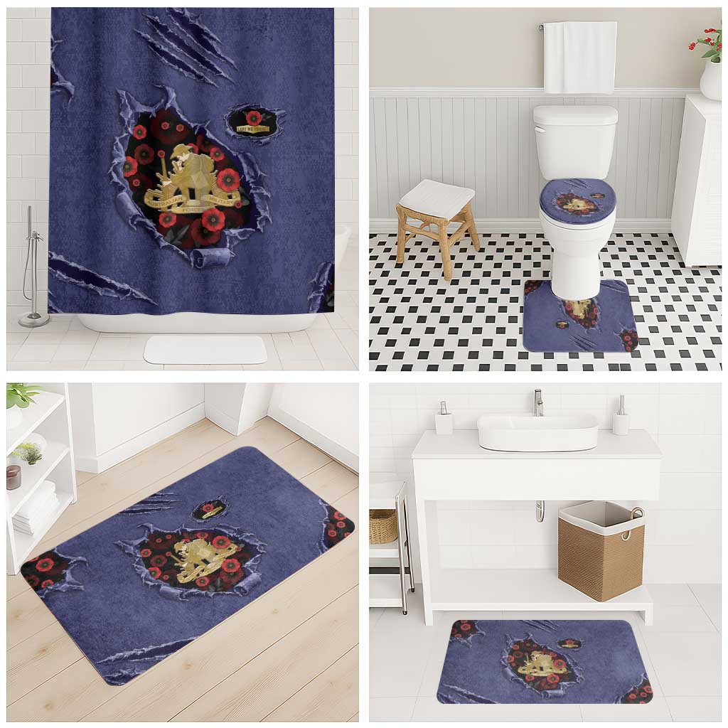 ANZAC Day Bathroom Set Poppy Flowers Ripped Fabric Effect