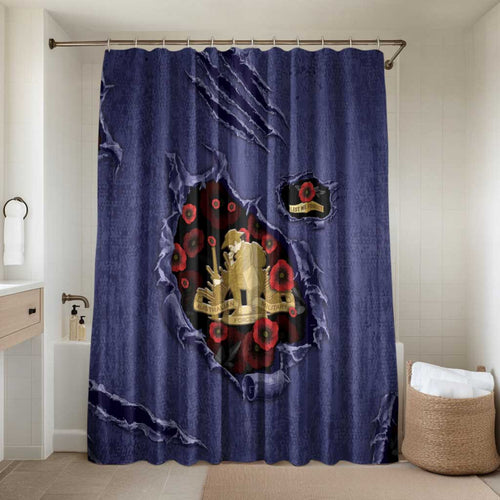 ANZAC Day Bathroom Set Poppy Flowers Ripped Fabric Effect