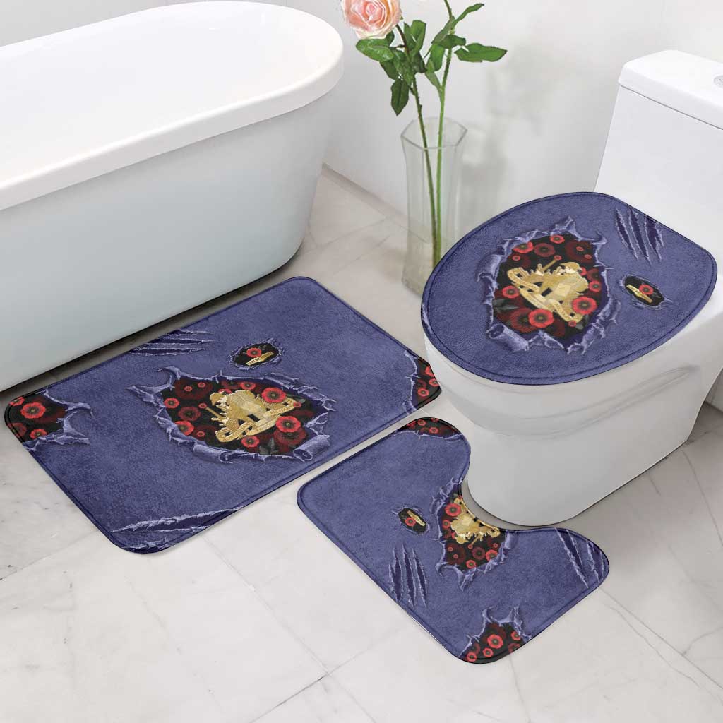 ANZAC Day Bathroom Set Poppy Flowers Ripped Fabric Effect