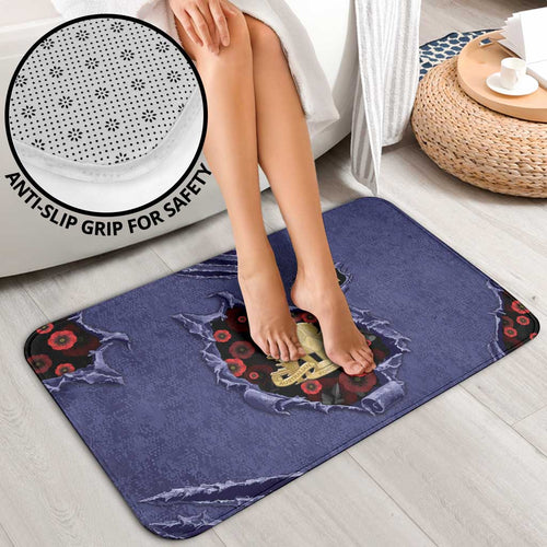 ANZAC Day Bathroom Set Poppy Flowers Ripped Fabric Effect