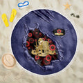 ANZAC Day Beach Blanket Poppy Flowers Ripped Fabric Effect