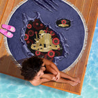 ANZAC Day Beach Blanket Poppy Flowers Ripped Fabric Effect
