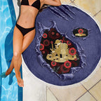 ANZAC Day Beach Blanket Poppy Flowers Ripped Fabric Effect