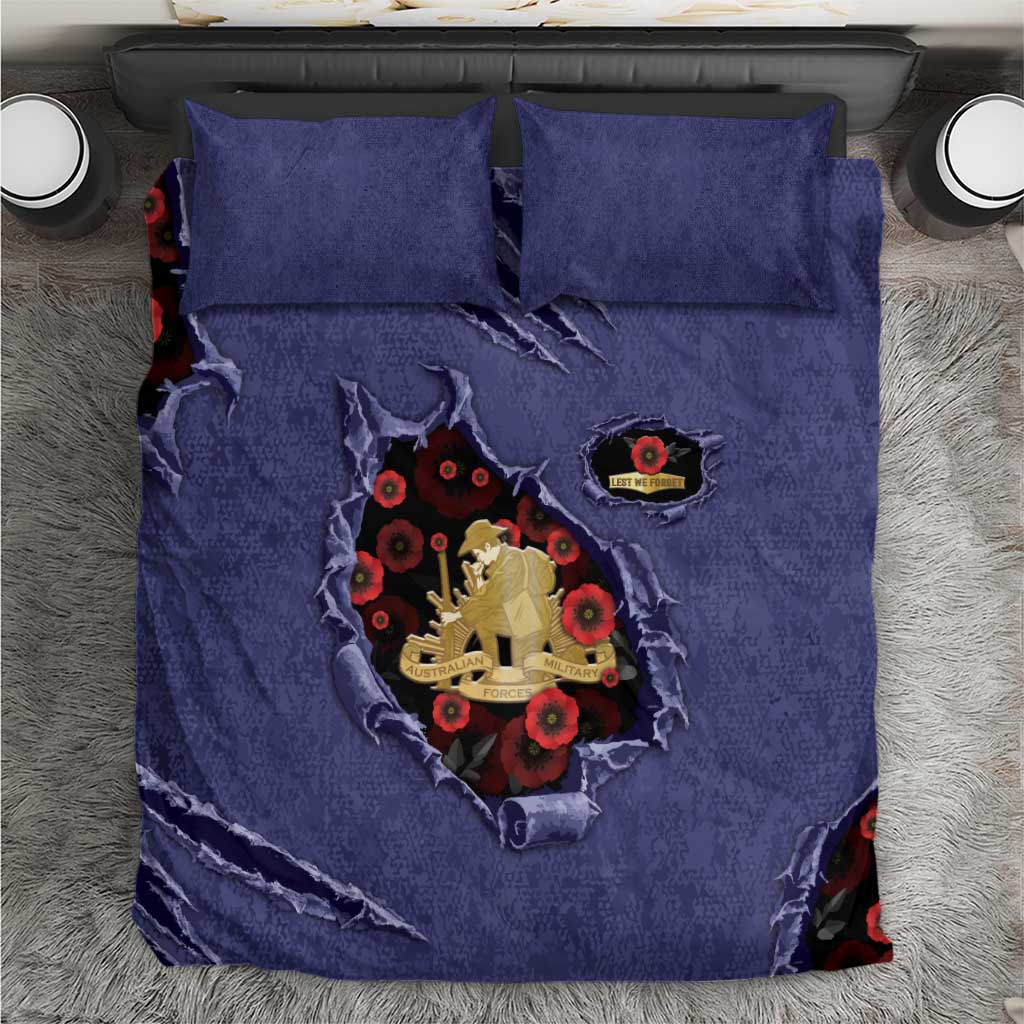 ANZAC Day Bedding Set Poppy Flowers Ripped Fabric Effect