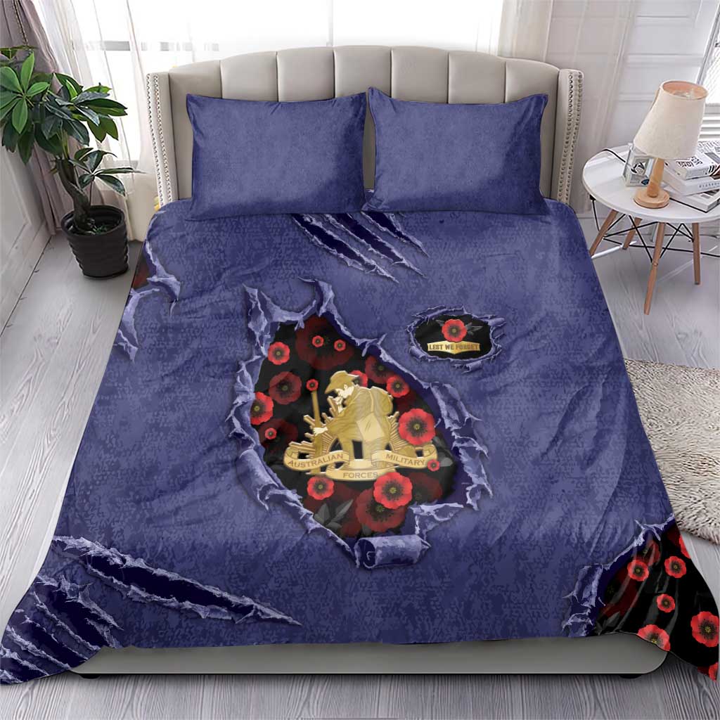 ANZAC Day Bedding Set Poppy Flowers Ripped Fabric Effect