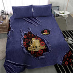 ANZAC Day Bedding Set Poppy Flowers Ripped Fabric Effect