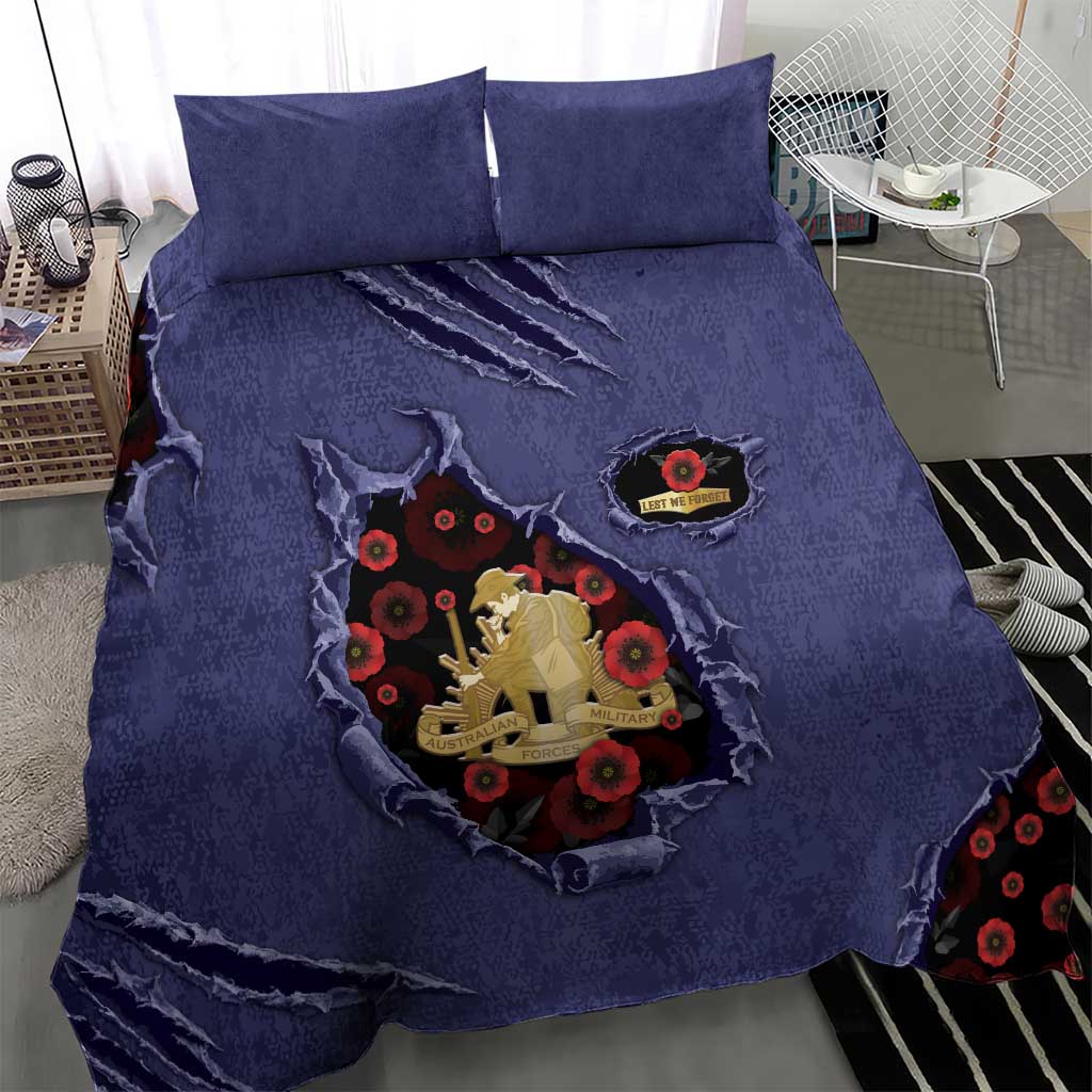 ANZAC Day Bedding Set Poppy Flowers Ripped Fabric Effect