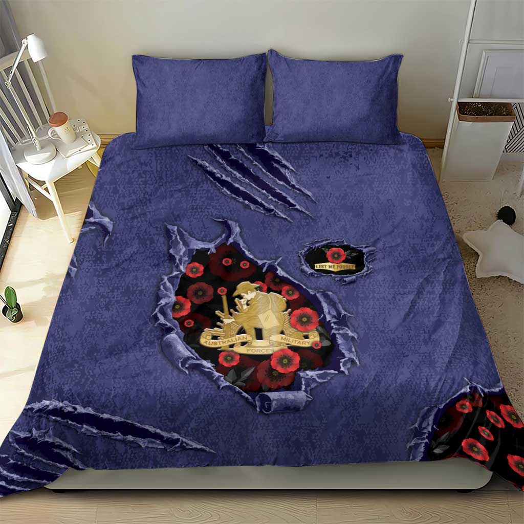 ANZAC Day Bedding Set Poppy Flowers Ripped Fabric Effect