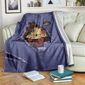 ANZAC Day Blanket Poppy Flowers Ripped Fabric Effect