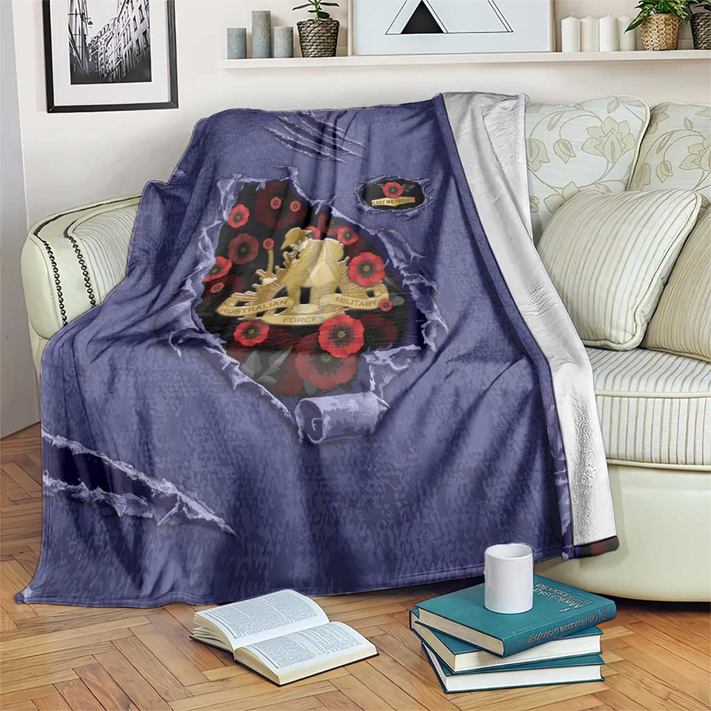 ANZAC Day Blanket Poppy Flowers Ripped Fabric Effect