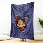 ANZAC Day Blanket Poppy Flowers Ripped Fabric Effect
