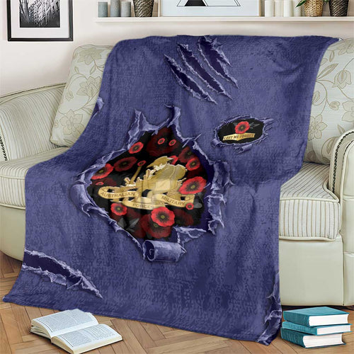 ANZAC Day Blanket Poppy Flowers Ripped Fabric Effect