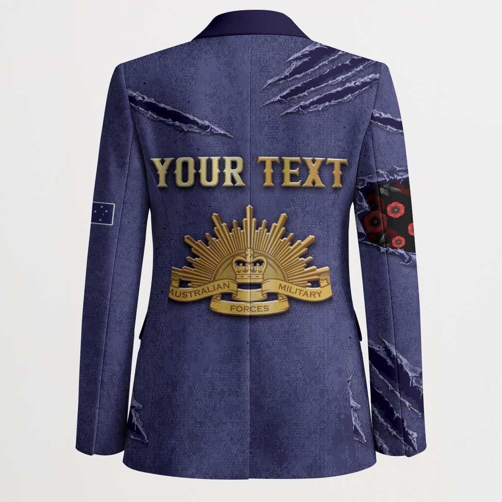 Personalised ANZAC Day Blazer Poppy Flowers Ripped Fabric Effect