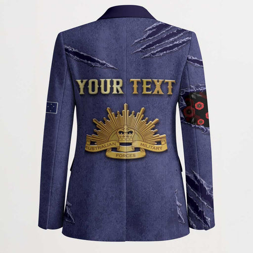 Personalised ANZAC Day Blazer Poppy Flowers Ripped Fabric Effect