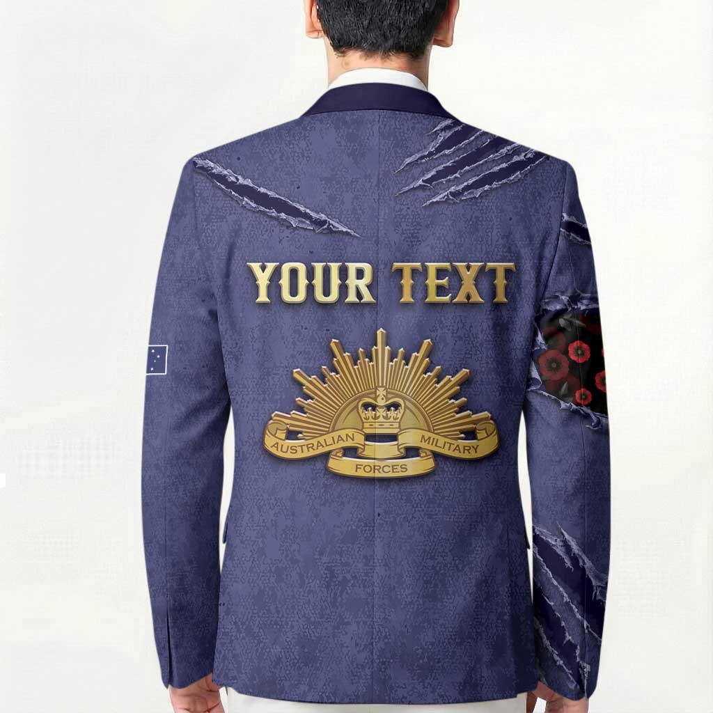 Personalised ANZAC Day Blazer Poppy Flowers Ripped Fabric Effect
