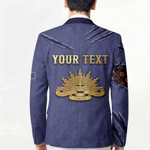 Personalised ANZAC Day Blazer Poppy Flowers Ripped Fabric Effect