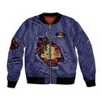 Personalised ANZAC Day Bomber Jacket Poppy Flowers Ripped Fabric Effect