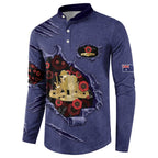 Personalised ANZAC Day Button Sweatshirt Poppy Flowers Ripped Fabric Effect
