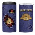 Personalised ANZAC Day 4 in 1 Can Cooler Tumbler Poppy Flowers Ripped Fabric Effect
