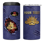 Personalised ANZAC Day 4 in 1 Can Cooler Tumbler Poppy Flowers Ripped Fabric Effect