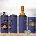 Personalised ANZAC Day 4 in 1 Can Cooler Tumbler Poppy Flowers Ripped Fabric Effect