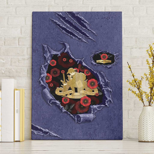 ANZAC Day Canvas Wall Art Poppy Flowers Ripped Fabric Effect