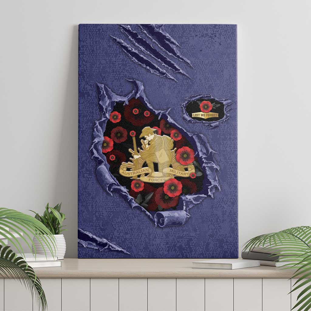 ANZAC Day Canvas Wall Art Poppy Flowers Ripped Fabric Effect