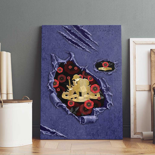 ANZAC Day Canvas Wall Art Poppy Flowers Ripped Fabric Effect