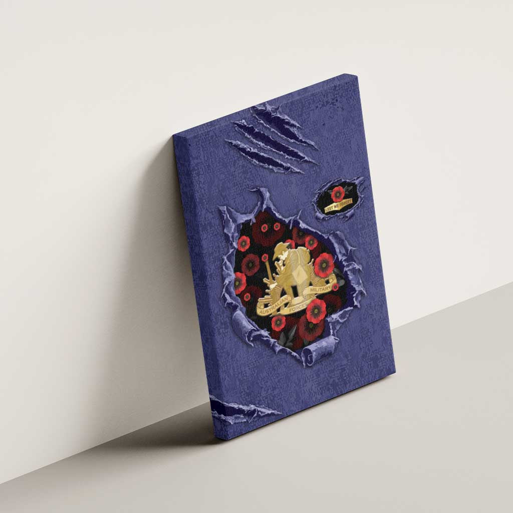 ANZAC Day Canvas Wall Art Poppy Flowers Ripped Fabric Effect