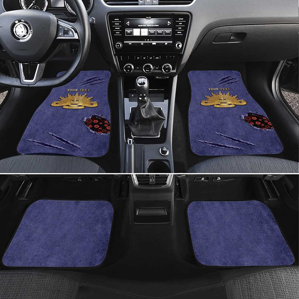Personalised ANZAC Day Car Mats Poppy Flowers Ripped Fabric Effect