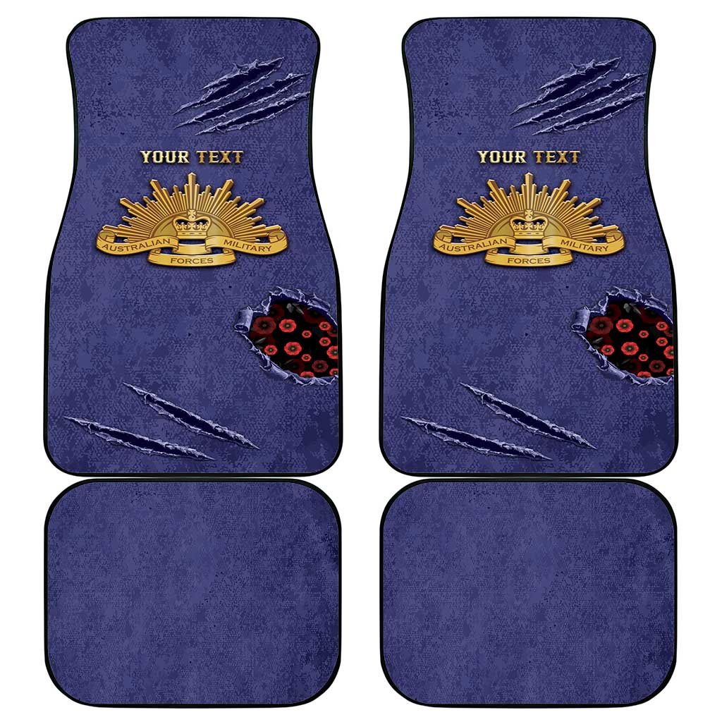 Personalised ANZAC Day Car Mats Poppy Flowers Ripped Fabric Effect