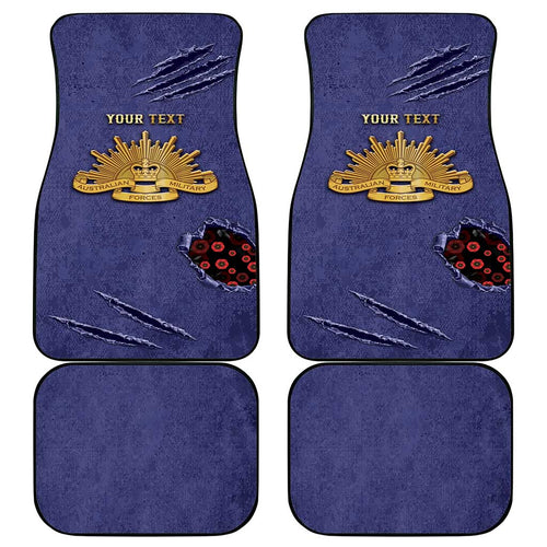 Personalised ANZAC Day Car Mats Poppy Flowers Ripped Fabric Effect