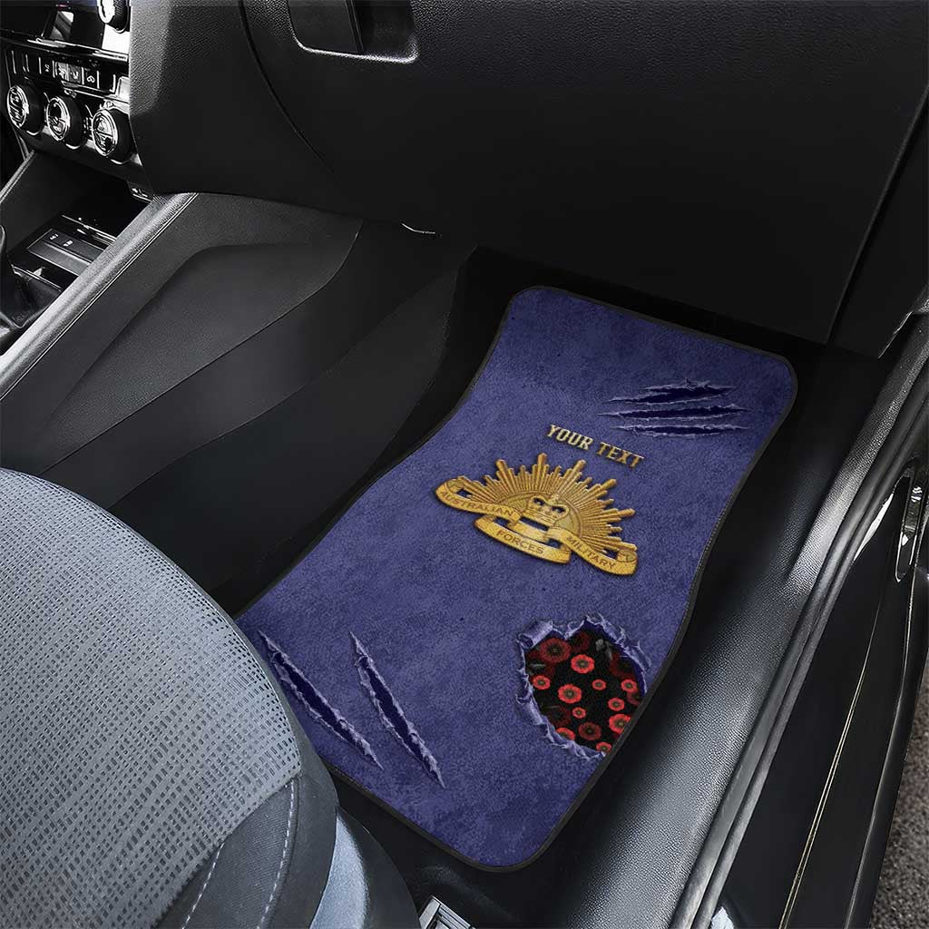 Personalised ANZAC Day Car Mats Poppy Flowers Ripped Fabric Effect