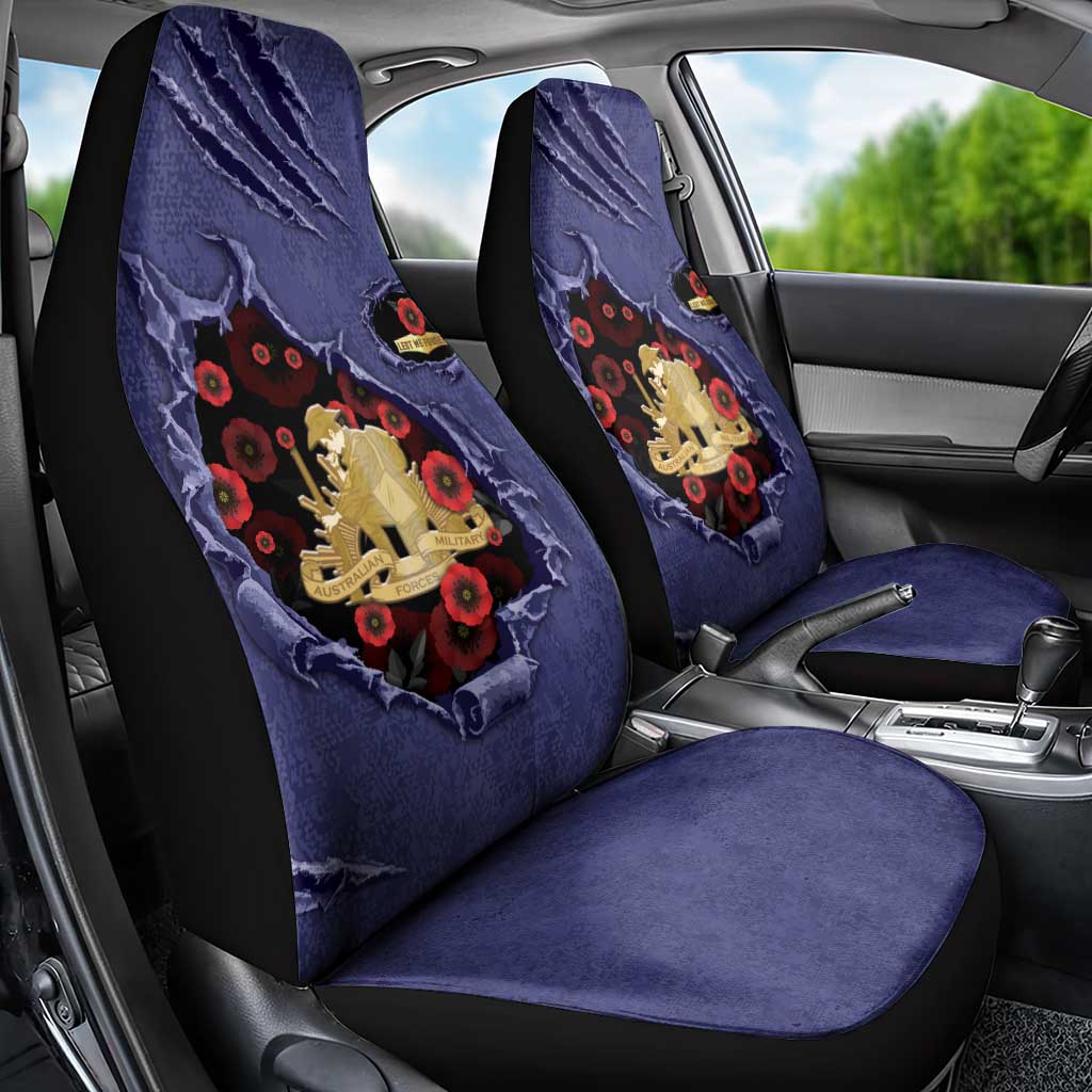 ANZAC Day Car Seat Cover Poppy Flowers Ripped Fabric Effect