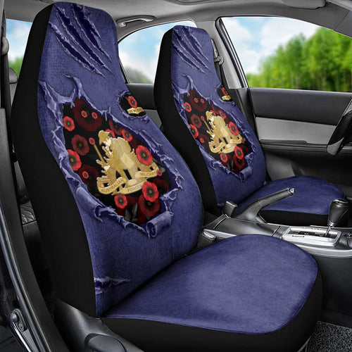 ANZAC Day Car Seat Cover Poppy Flowers Ripped Fabric Effect
