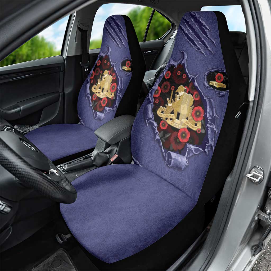 ANZAC Day Car Seat Cover Poppy Flowers Ripped Fabric Effect