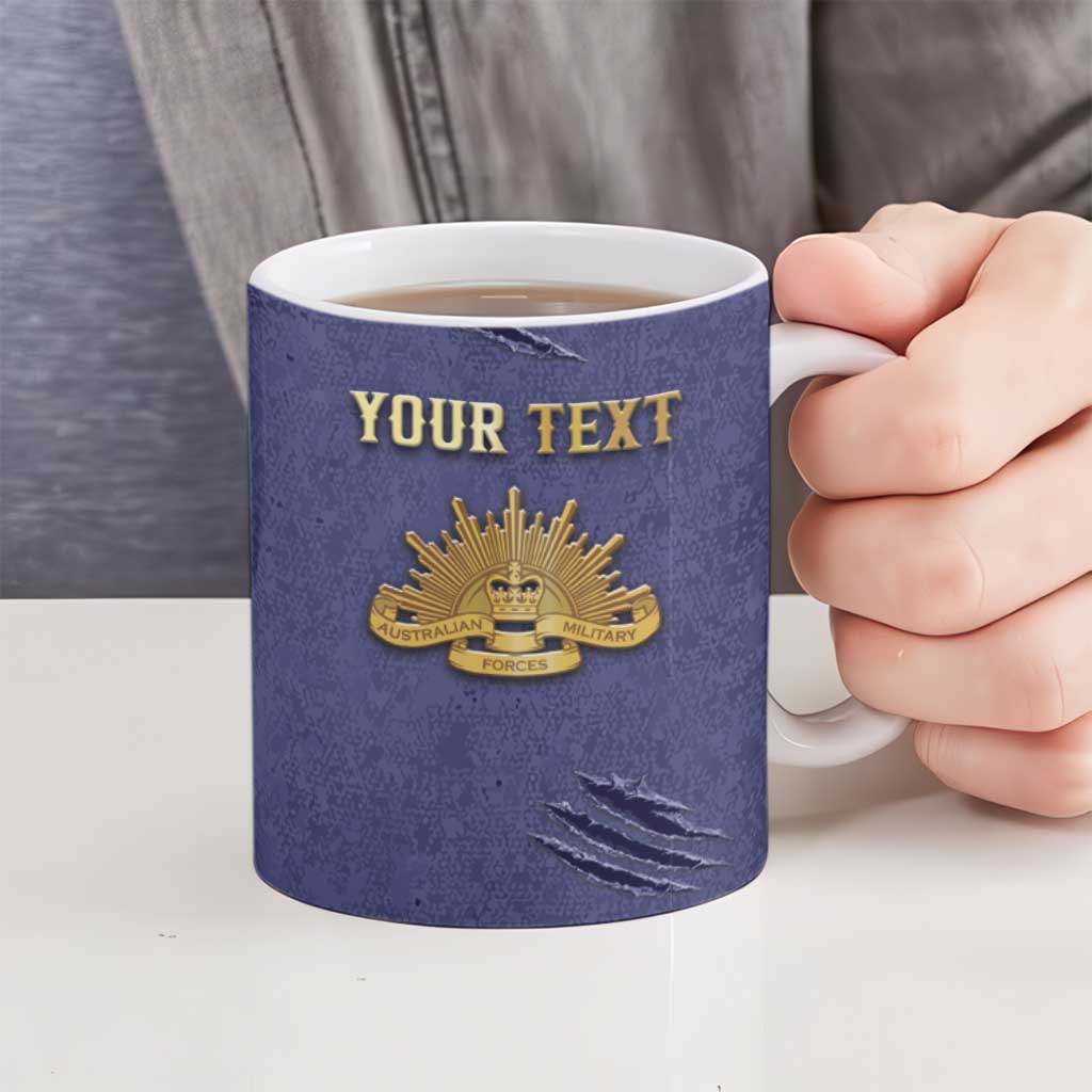 Personalised ANZAC Day Ceramic Mug Poppy Flowers Ripped Fabric Effect