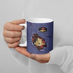 Personalised ANZAC Day Ceramic Mug Poppy Flowers Ripped Fabric Effect