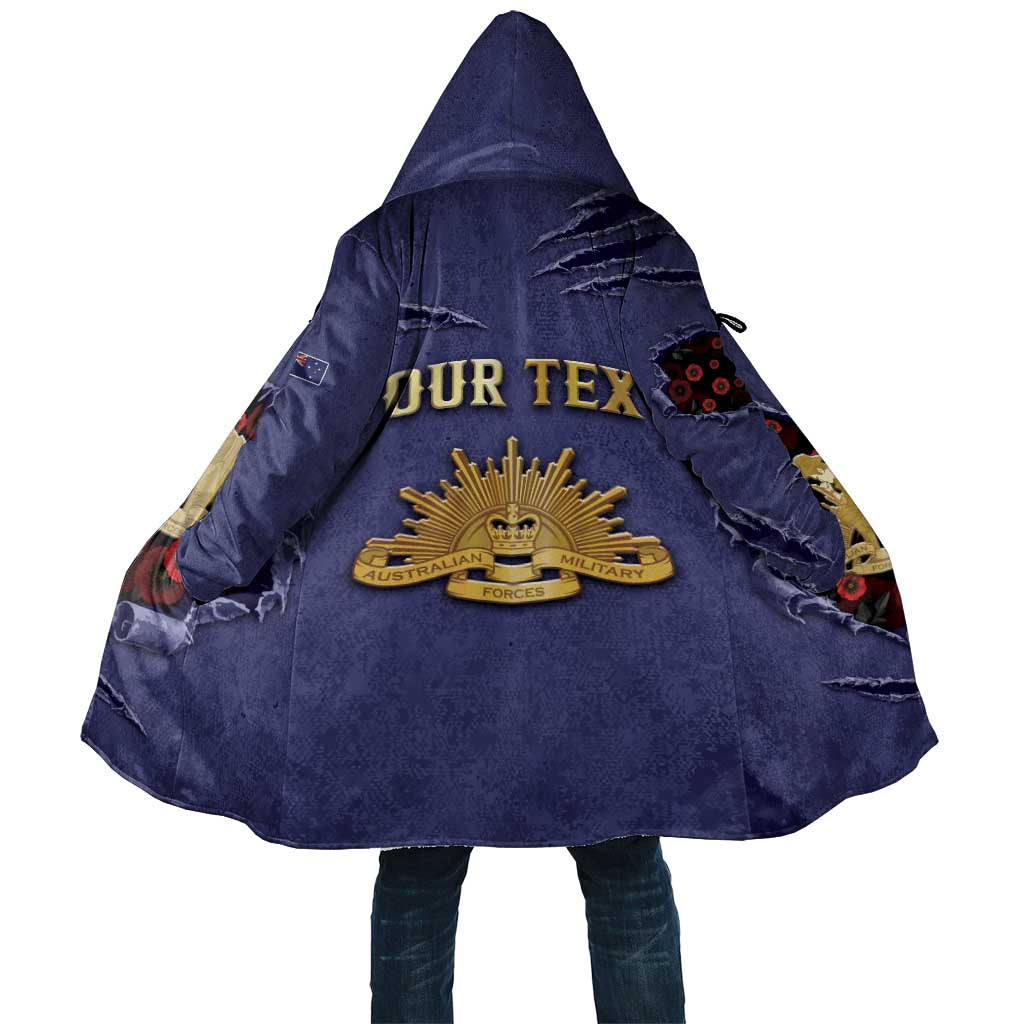 Personalised ANZAC Day Cloak Poppy Flowers Ripped Fabric Effect