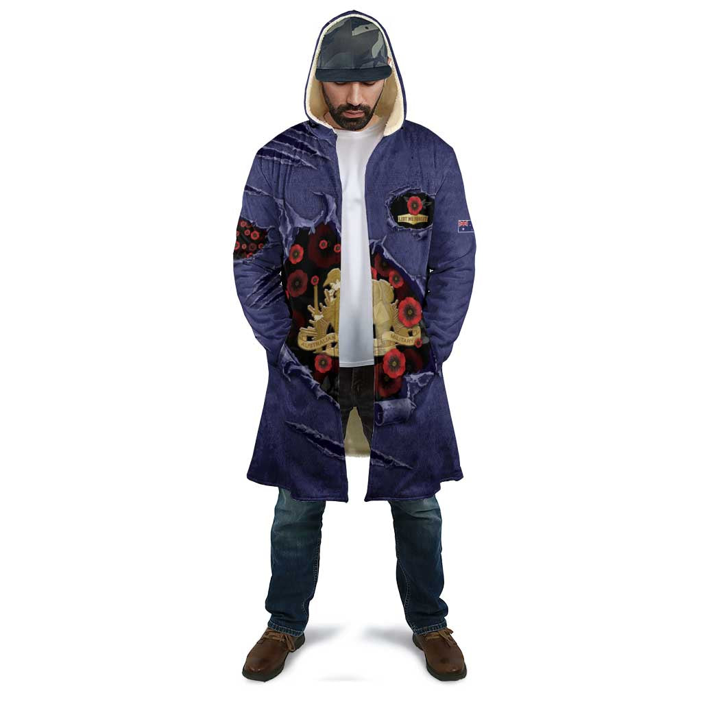 Personalised ANZAC Day Cloak Poppy Flowers Ripped Fabric Effect