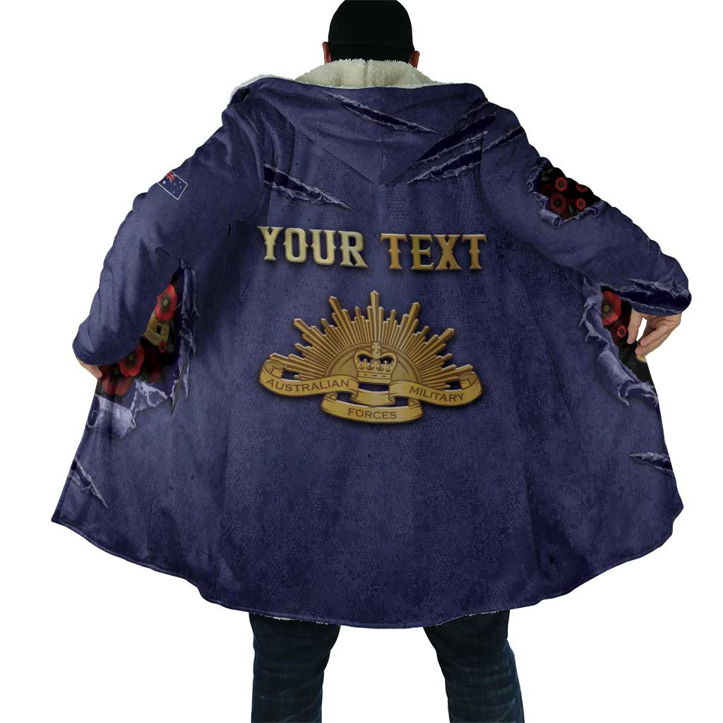 Personalised ANZAC Day Cloak Poppy Flowers Ripped Fabric Effect