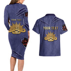 Personalised ANZAC Day Couples Matching Long Sleeve Bodycon Dress and Hawaiian Shirt Poppy Flowers Ripped Fabric Effect