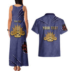 Personalised ANZAC Day Couples Matching Tank Maxi Dress and Hawaiian Shirt Poppy Flowers Ripped Fabric Effect