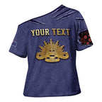 Personalised ANZAC Day Cross Shoulder Shirt Poppy Flowers Ripped Fabric Effect