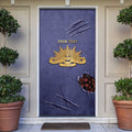 Personalised ANZAC Day Door Cover Poppy Flowers Ripped Fabric Effect