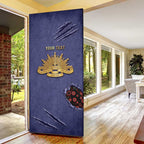 Personalised ANZAC Day Door Cover Poppy Flowers Ripped Fabric Effect