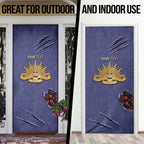 Personalised ANZAC Day Door Cover Poppy Flowers Ripped Fabric Effect